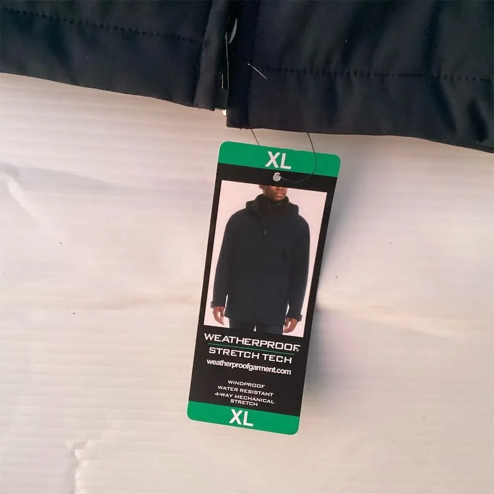 Weatherproof Men's Hooded Windbreaker Jacket Black XL Winter Casual‎